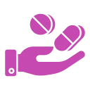 Pills in a hand graphic