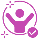 Celebratory figure with check symbol